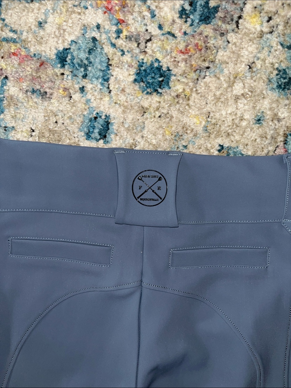 High-Rise Navy Riding Leggings with Double-Button Waist - Picture 4 of 4